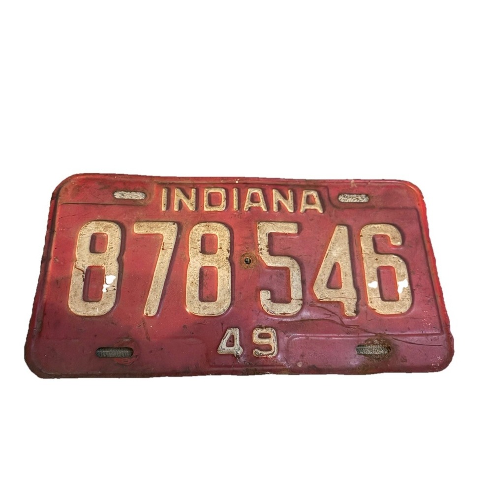 Vintage Indiana 49 License Plate 878546 -Red